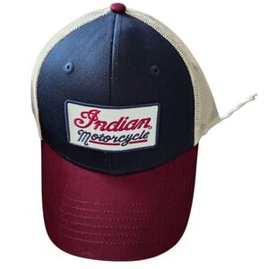 Indian Motorcycle Baseball Cap In Beige, Maroon, Black W/snap Enclosure. NWT.